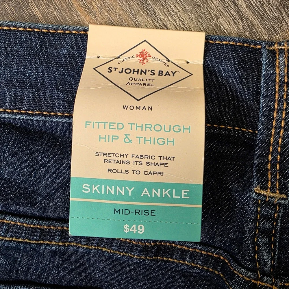 St Johns Bay Skinny Ankle Jeans Womens 22W Dark Wash Secretly‎ Slender Slimming